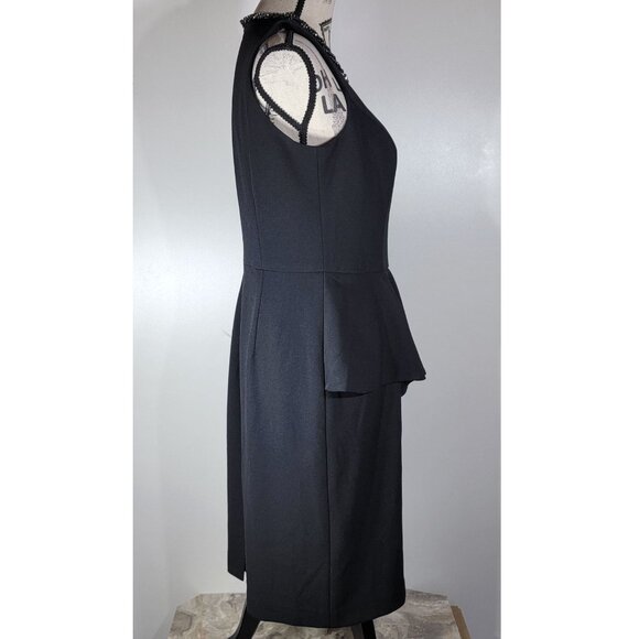 Eliza J Sleeveless Peplum Dress with Embellished Neckline, Black, Womens Size 10 - Picture 5 of 9